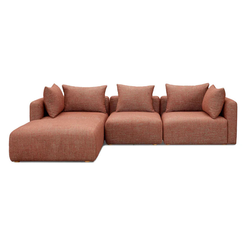 Hangout Sedona Red Textured Fabric 4-Piece Modular Sectional