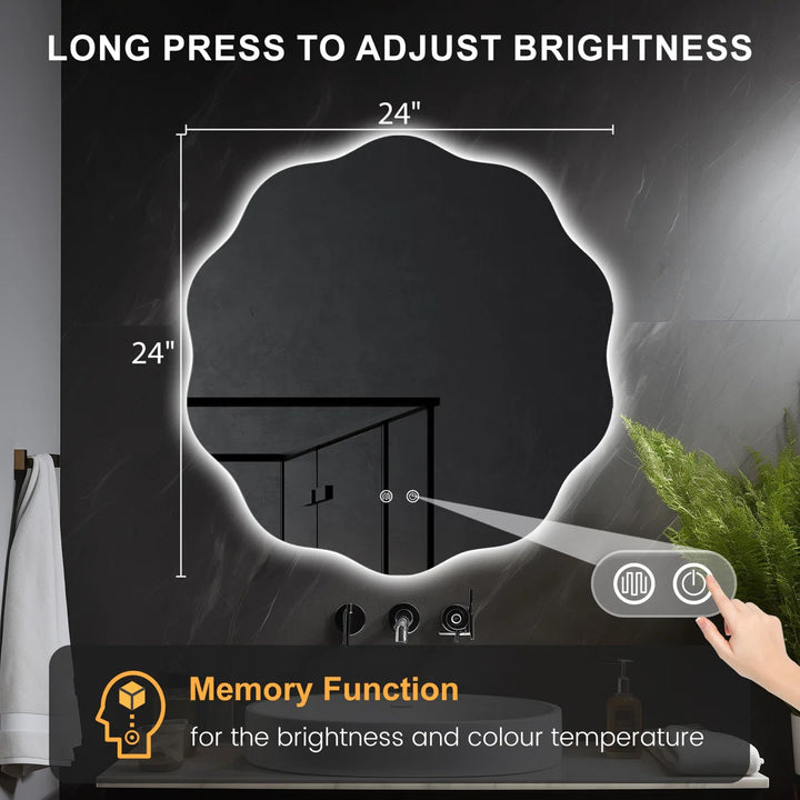 Wavy Lighted LED Mirror Anti Fog Wall Mirror