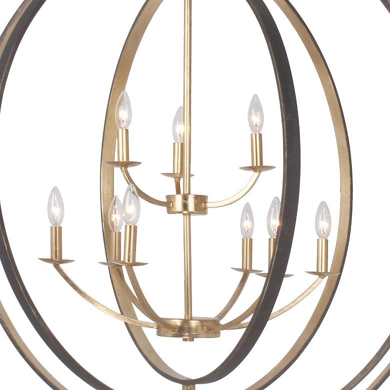 Crystorama Luna 48" Wide Bronze and Gold 9-Light Chandelier