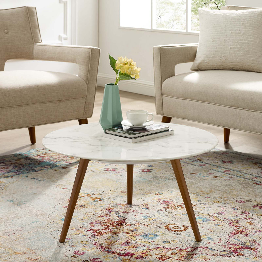 Pila 28" Round Artificial Marble Coffee Table