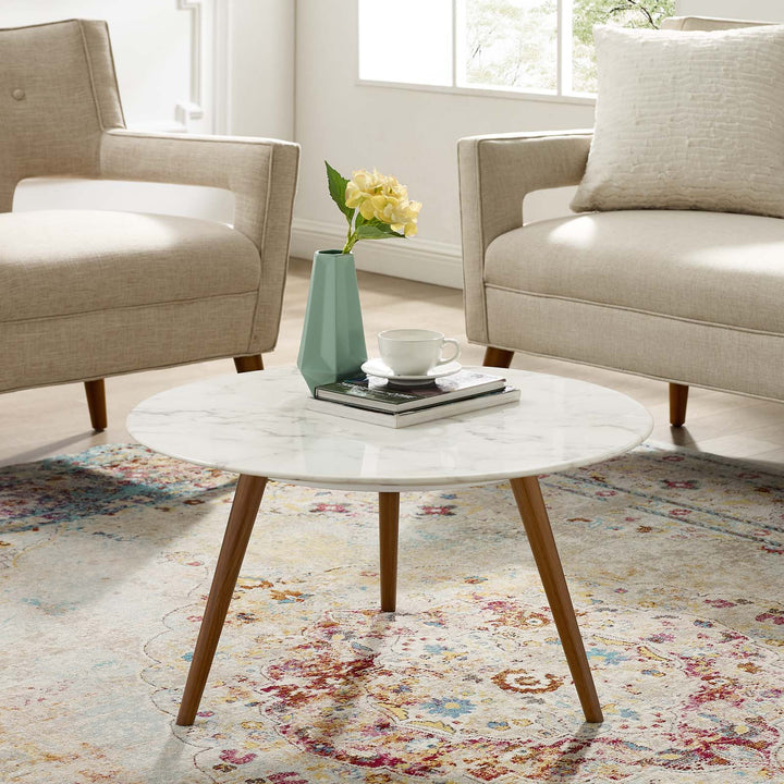 Pila 28" Round Artificial Marble Coffee Table