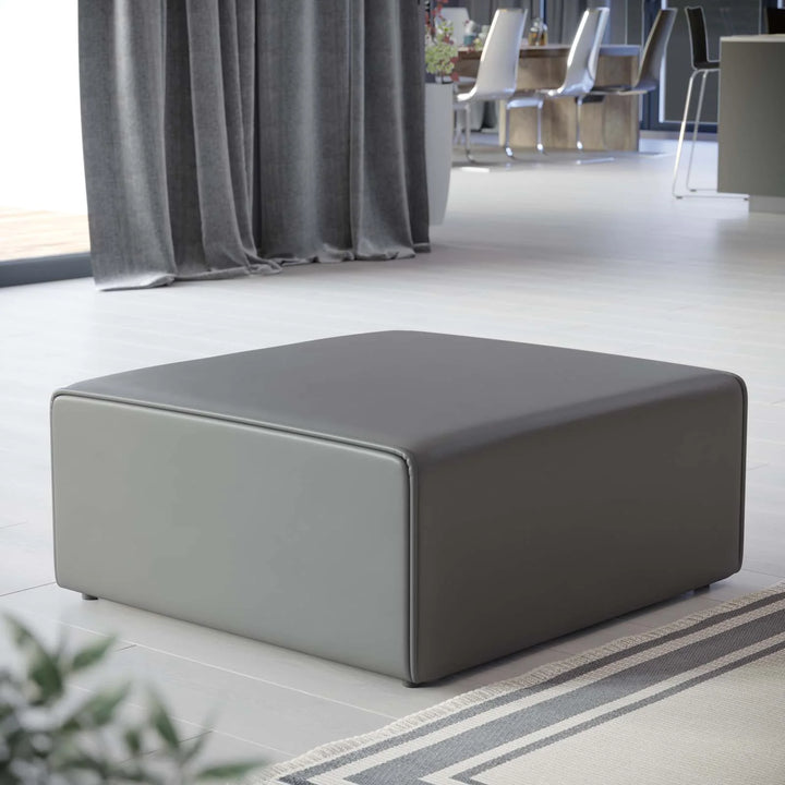 Tinge Vegan Leather Ottoman - Gray