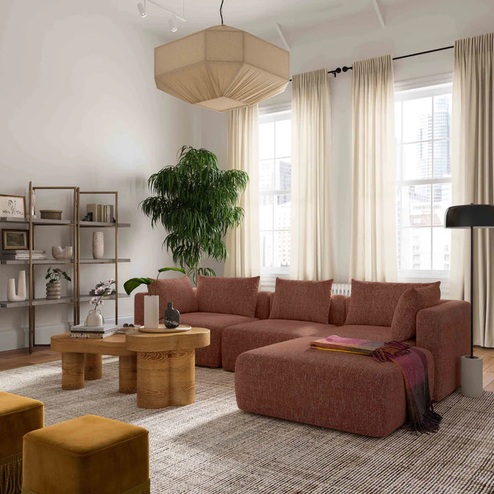 Hangout Sedona Red Textured Fabric 4-Piece Modular Sectional