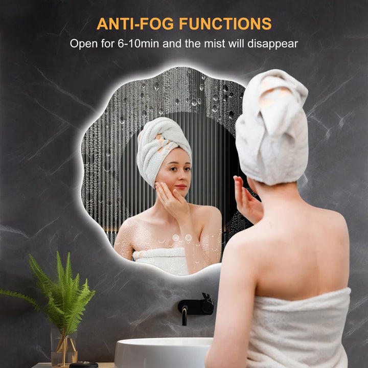 Wavy Lighted LED Mirror Anti Fog Wall Mirror
