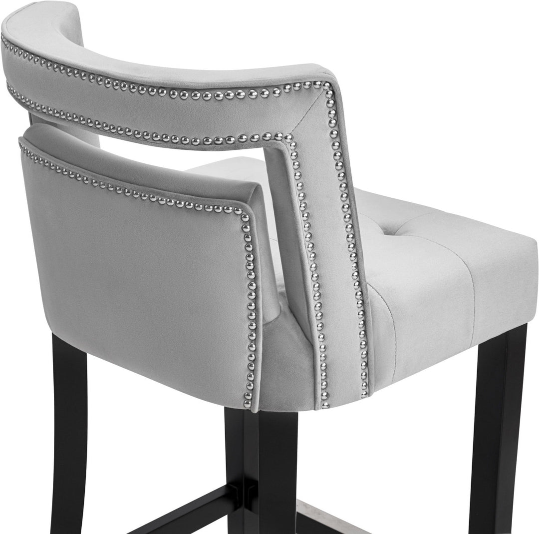 Heart Grey Velvet Counter Stool