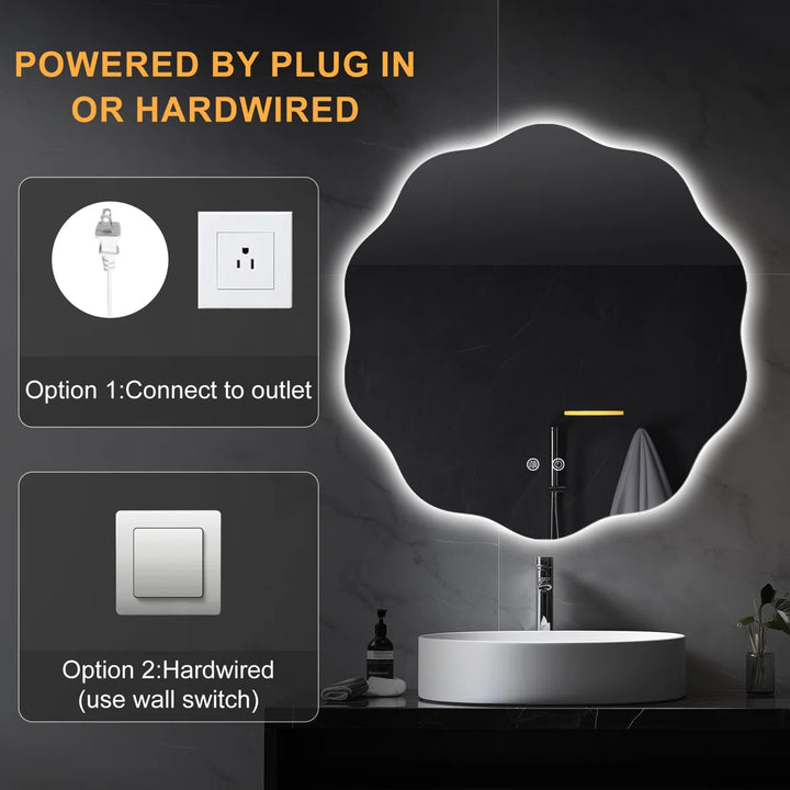 Wavy Lighted LED Mirror Anti Fog Wall Mirror