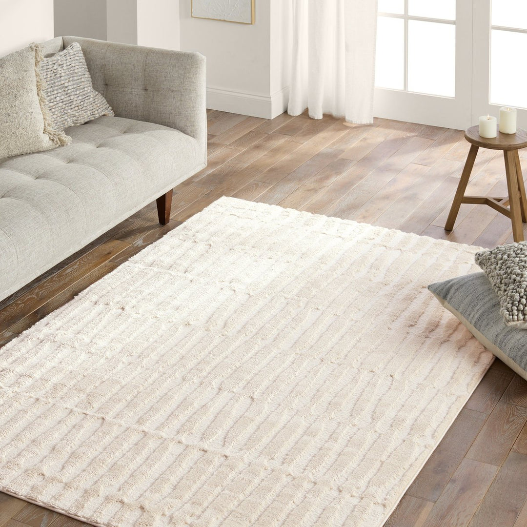 Calix Terza White Striped Area Rug-8'10"x12'
