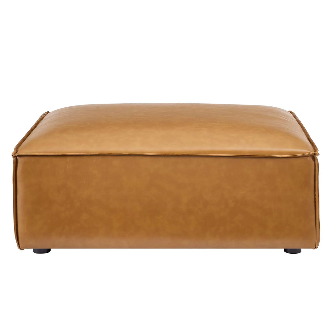 Tressor Vegan Leather Ottoman - Tan