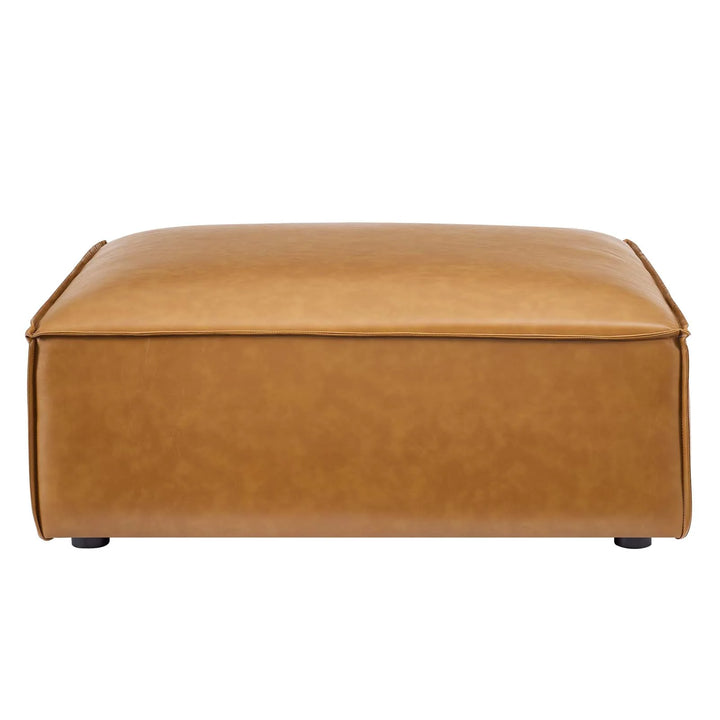 Tressor Vegan Leather Ottoman - Tan