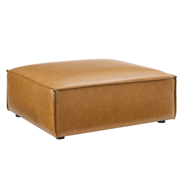 Tressor Vegan Leather Ottoman - Tan