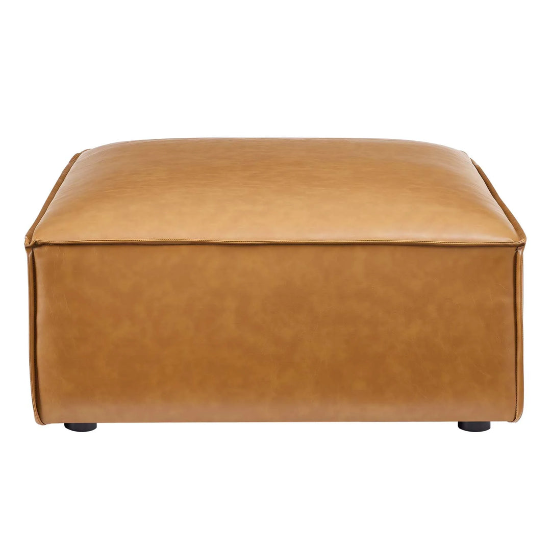 Tressor Vegan Leather Ottoman - Tan