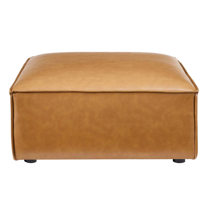 Tressor Vegan Leather Ottoman - Tan