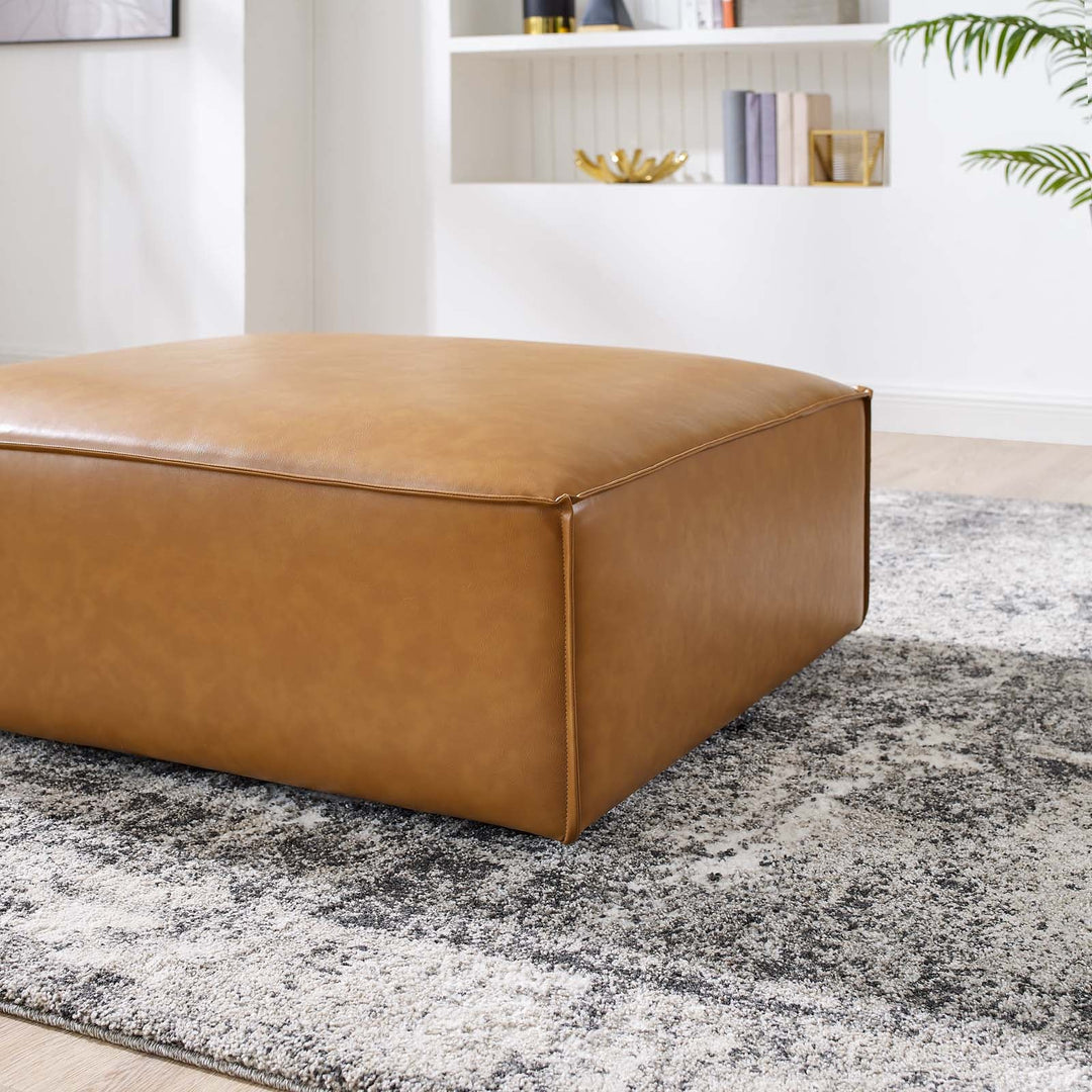 Tressor Vegan Leather Ottoman - Tan