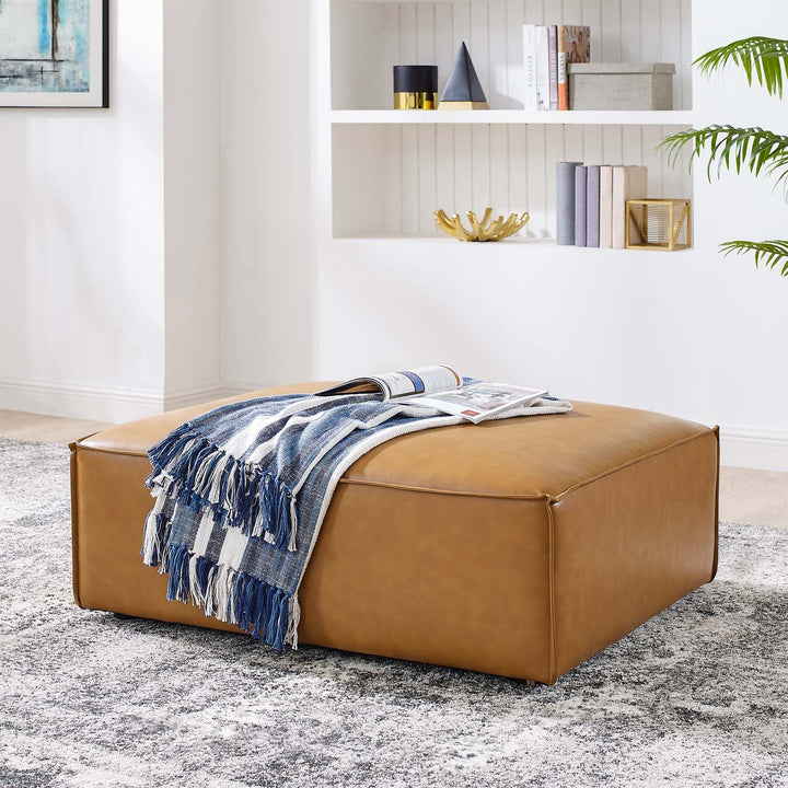 Tressor Vegan Leather Ottoman - Tan