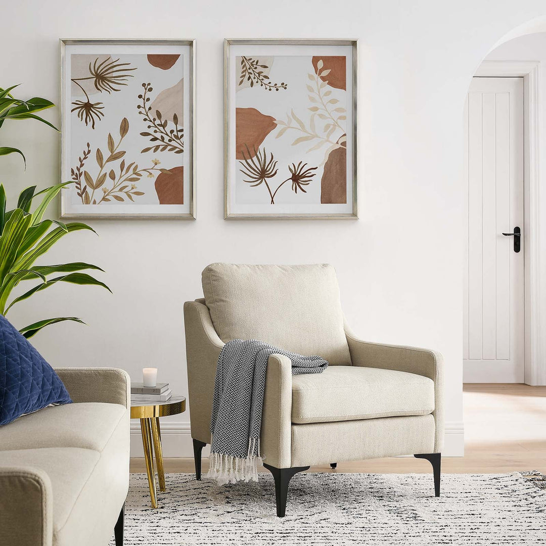 Lancor Upholstered Fabric Armchair Beige