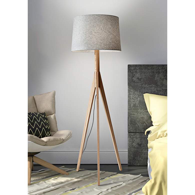 Eden Natural Ash Wood Tripod Floor Lamp
