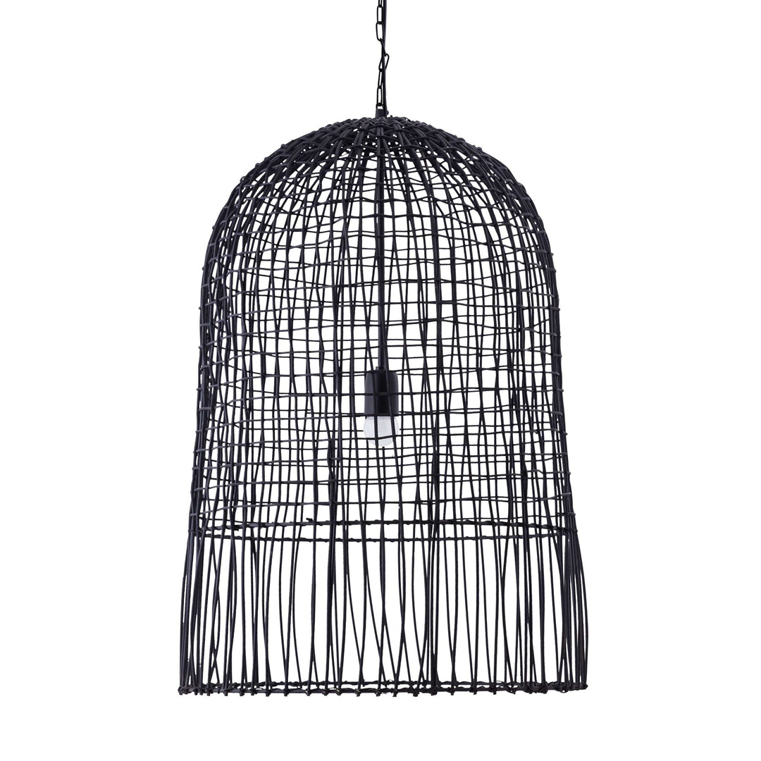 Cage Black Rattan Pendant