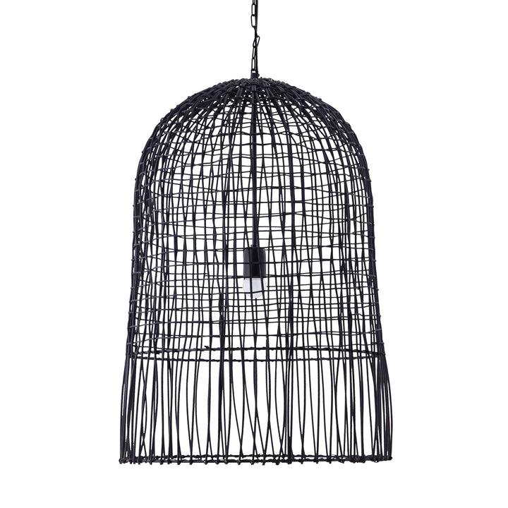 Cage Black Rattan Pendant