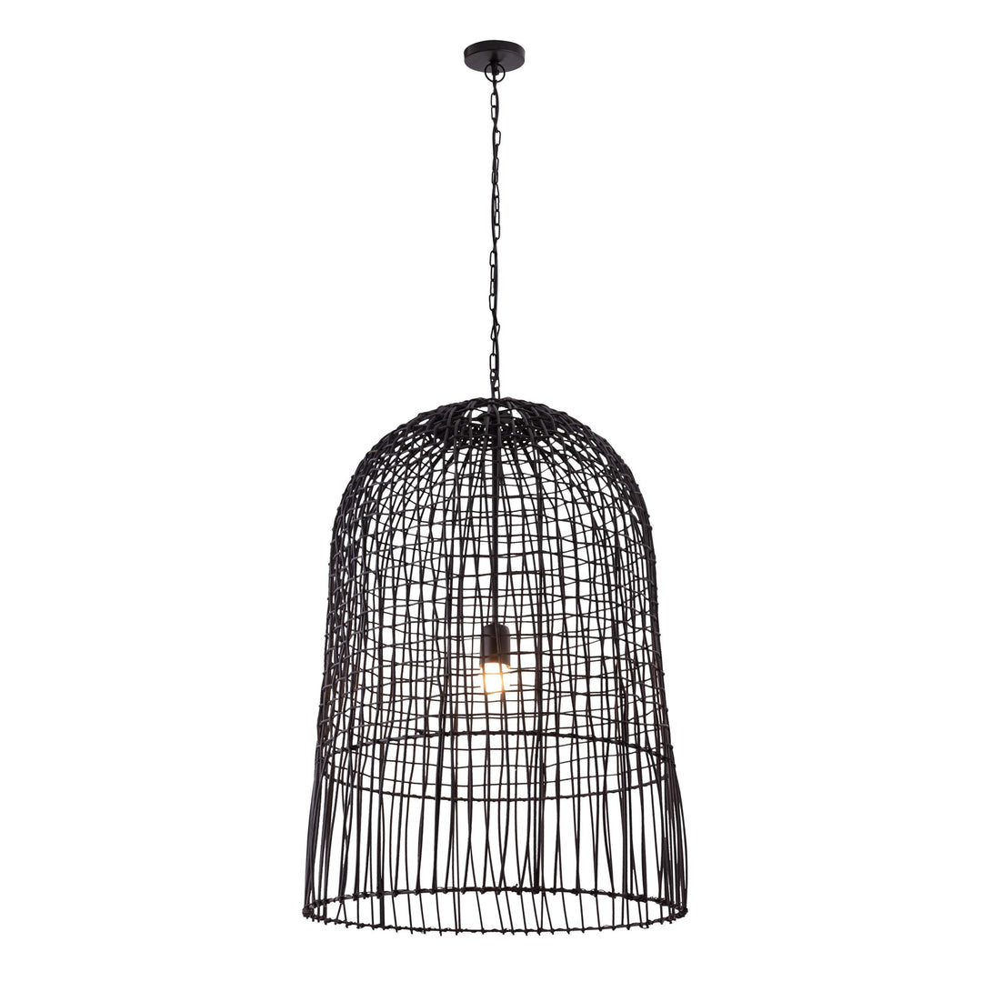 Cage Black Rattan Pendant