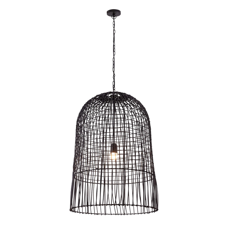 Cage Black Rattan Pendant
