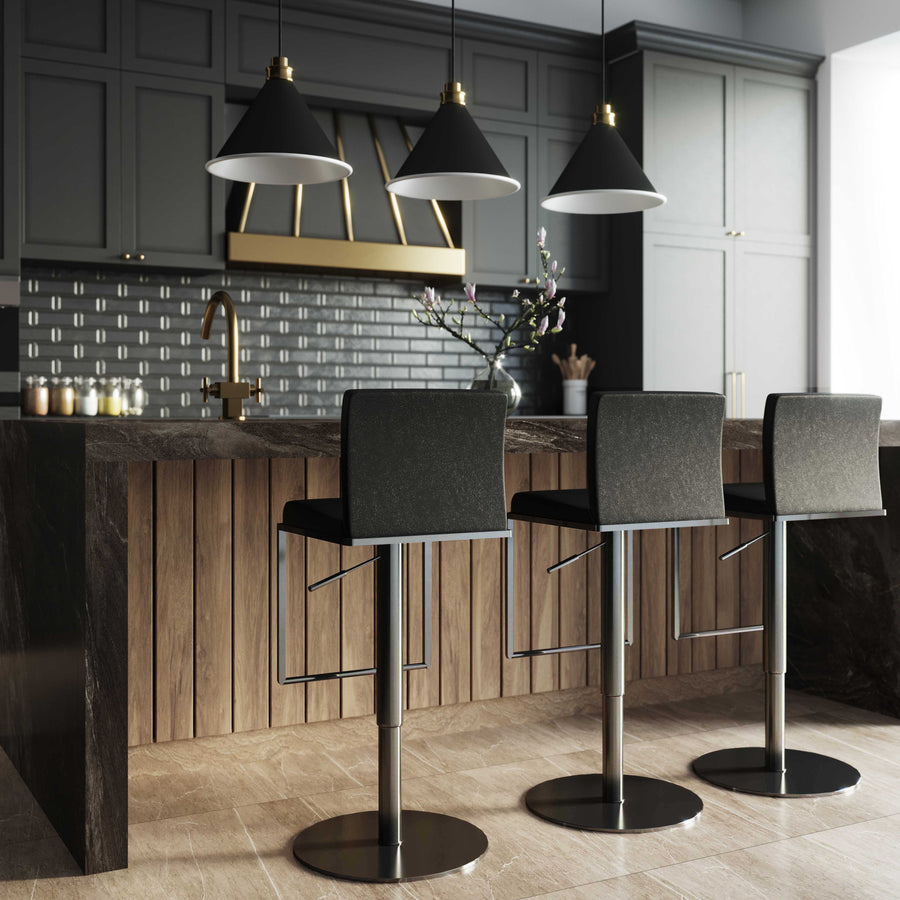 nova black on black steel barstool