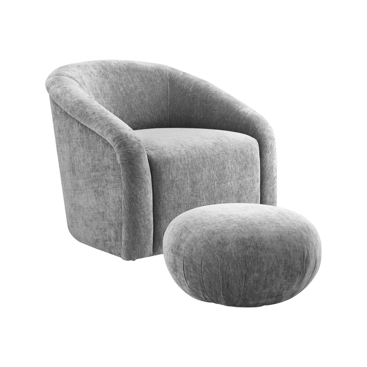 Tuscan Grey Velvet Chair Ottoman Set