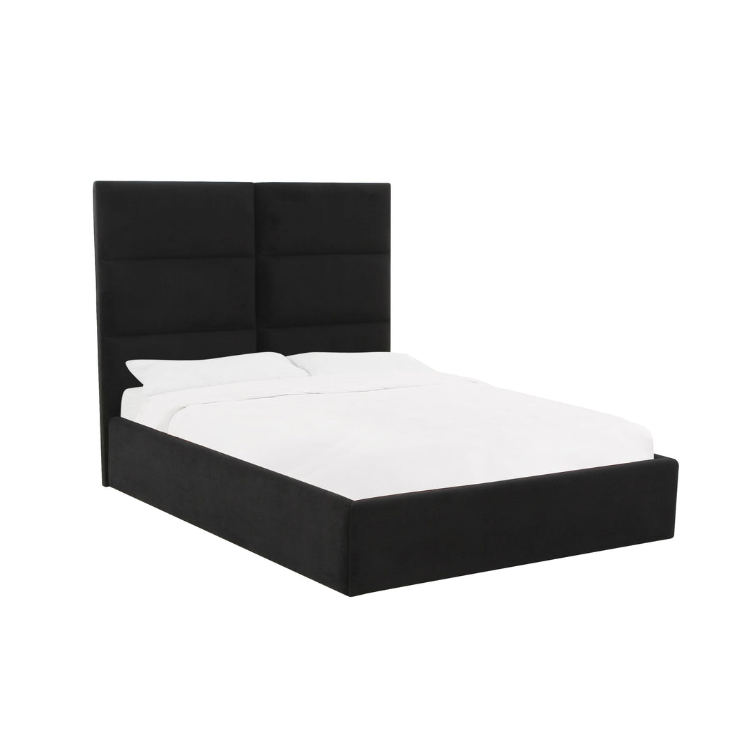Victoria Black Velvet Queen Bed
