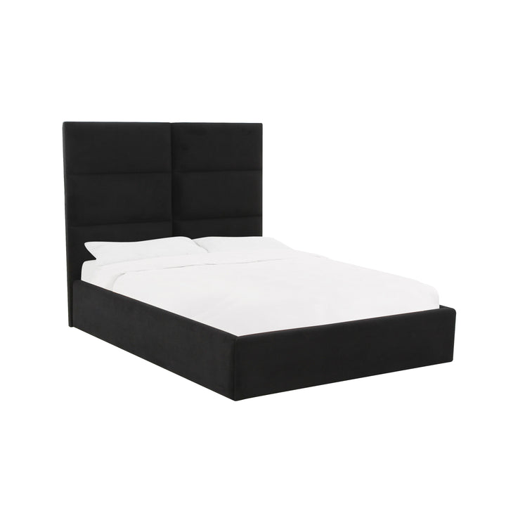 Victoria Black Velvet Queen Bed
