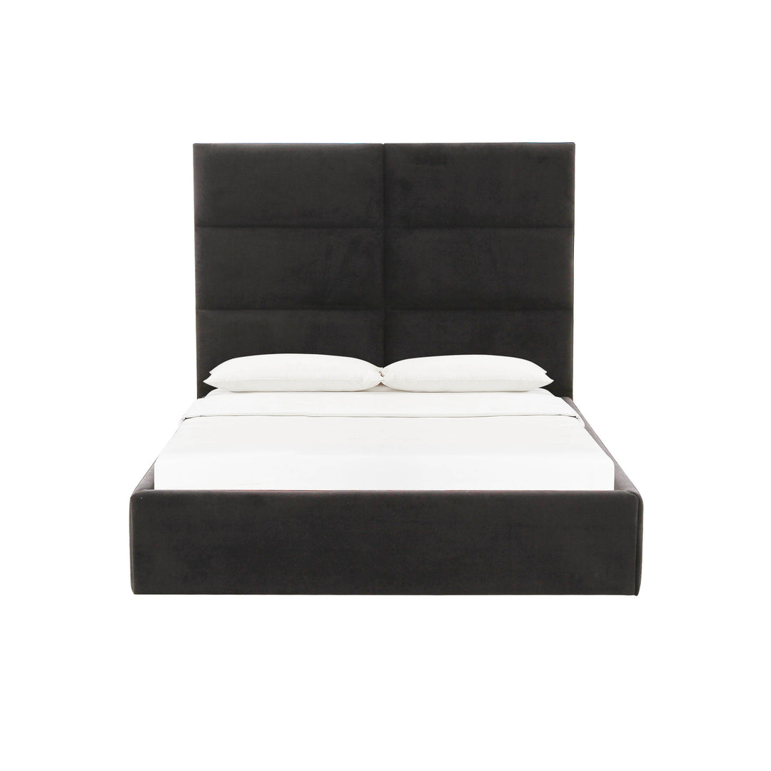 Victoria Black Velvet Queen Bed