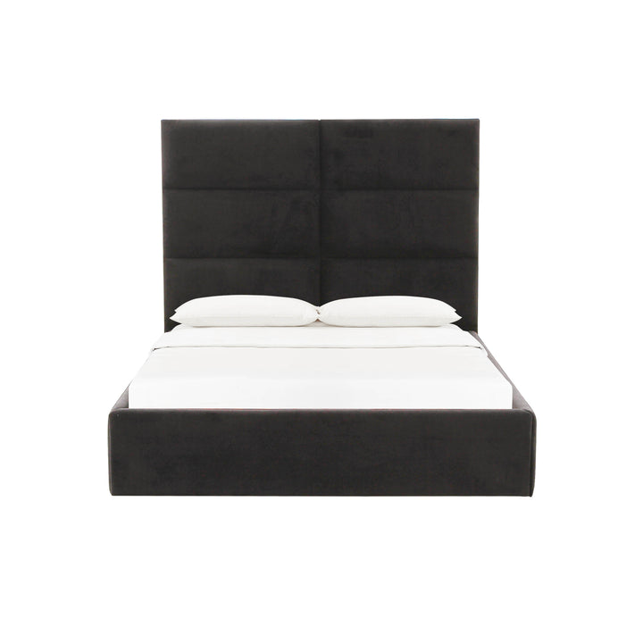 Victoria Black Velvet Queen Bed