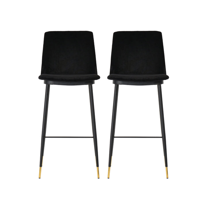 Alexa Black Velvet Counter Stool - Set of 2