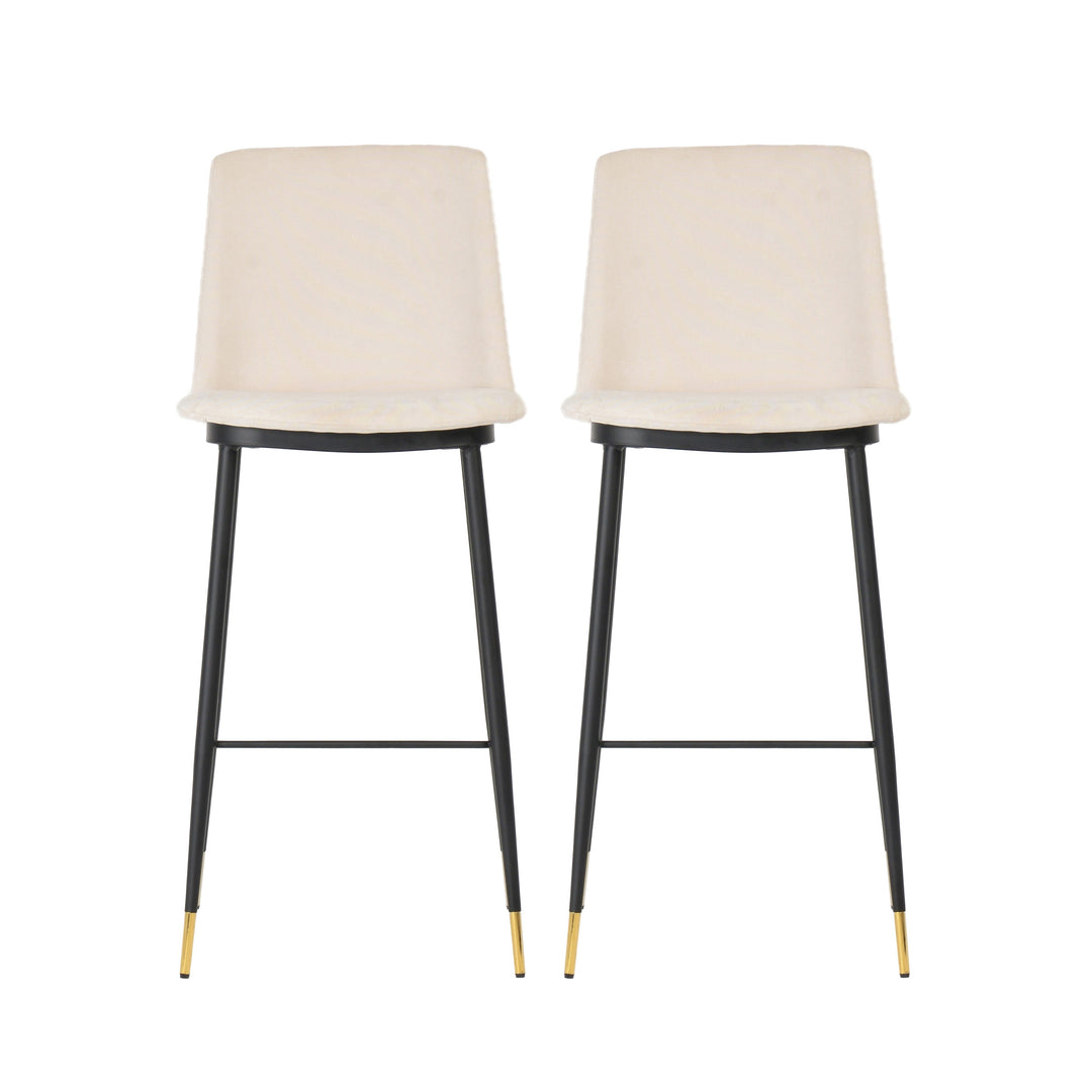 Alexa Cream Velvet Counter Stool - Set of 2
