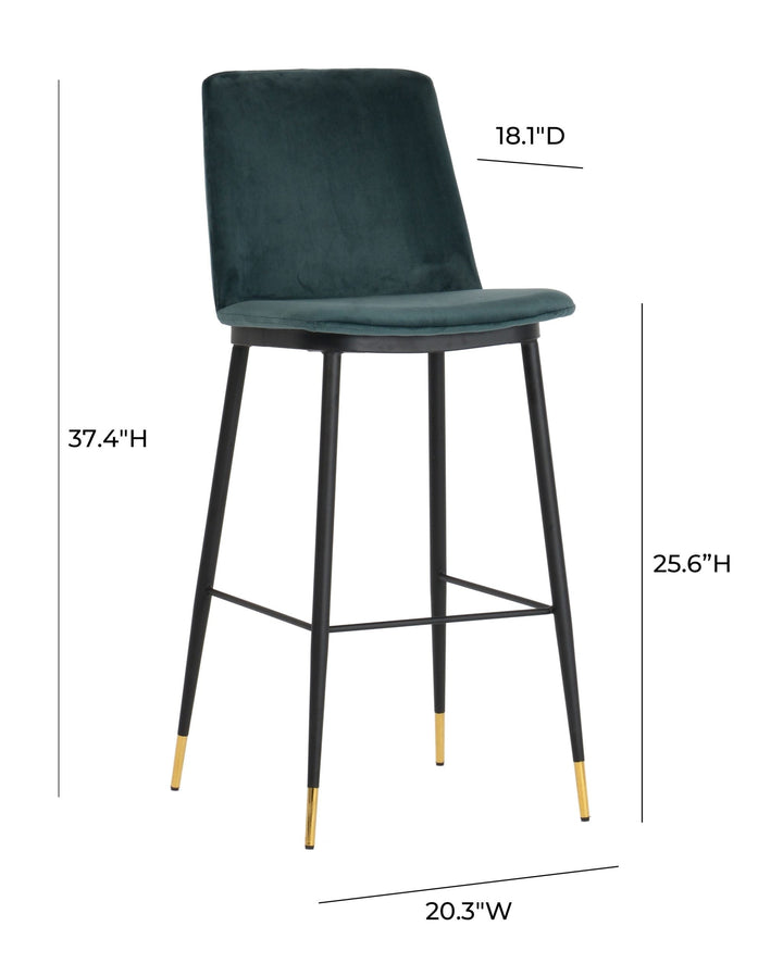 Alexa Green Velvet Counter Stool