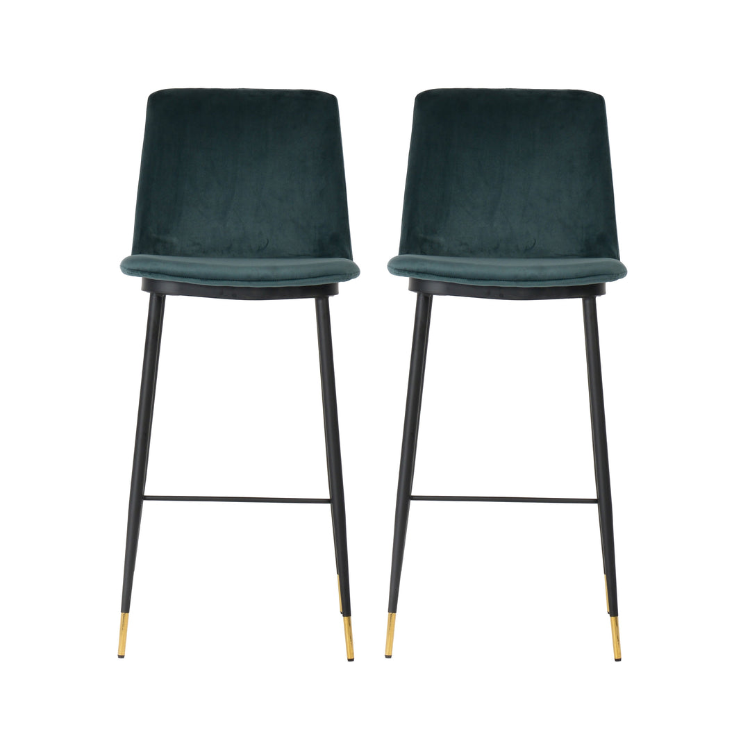 Alexa Green Velvet Counter Stool - Set of 2