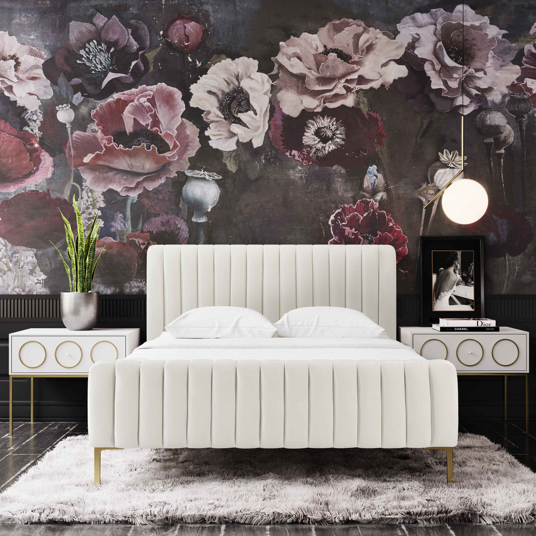 Athena Queen Bed - Cream