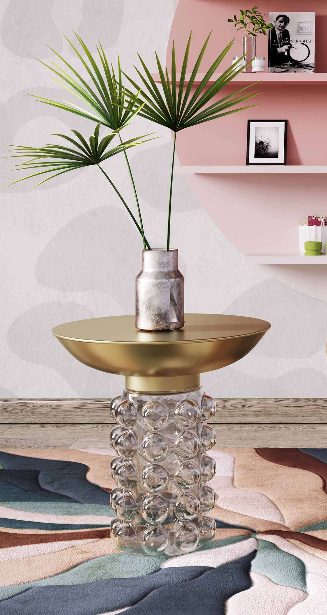 Balloon Glass Brass Side Table