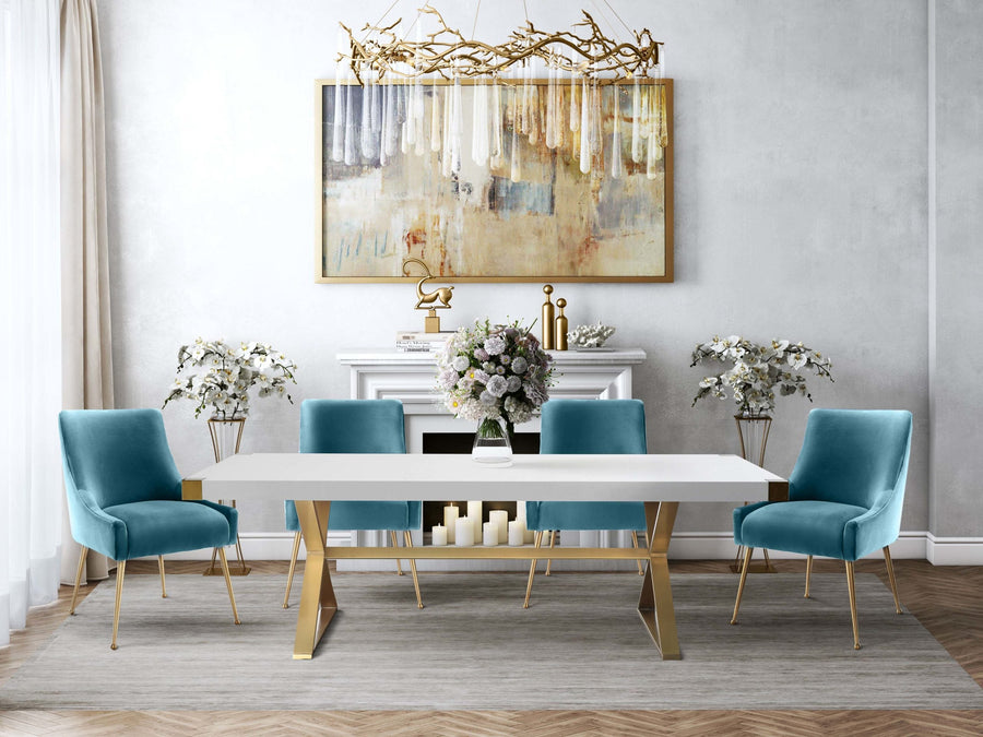 Bianca Sea Blue Velvet Side Chair