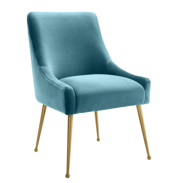 Bianca Sea Blue Velvet Side Chair