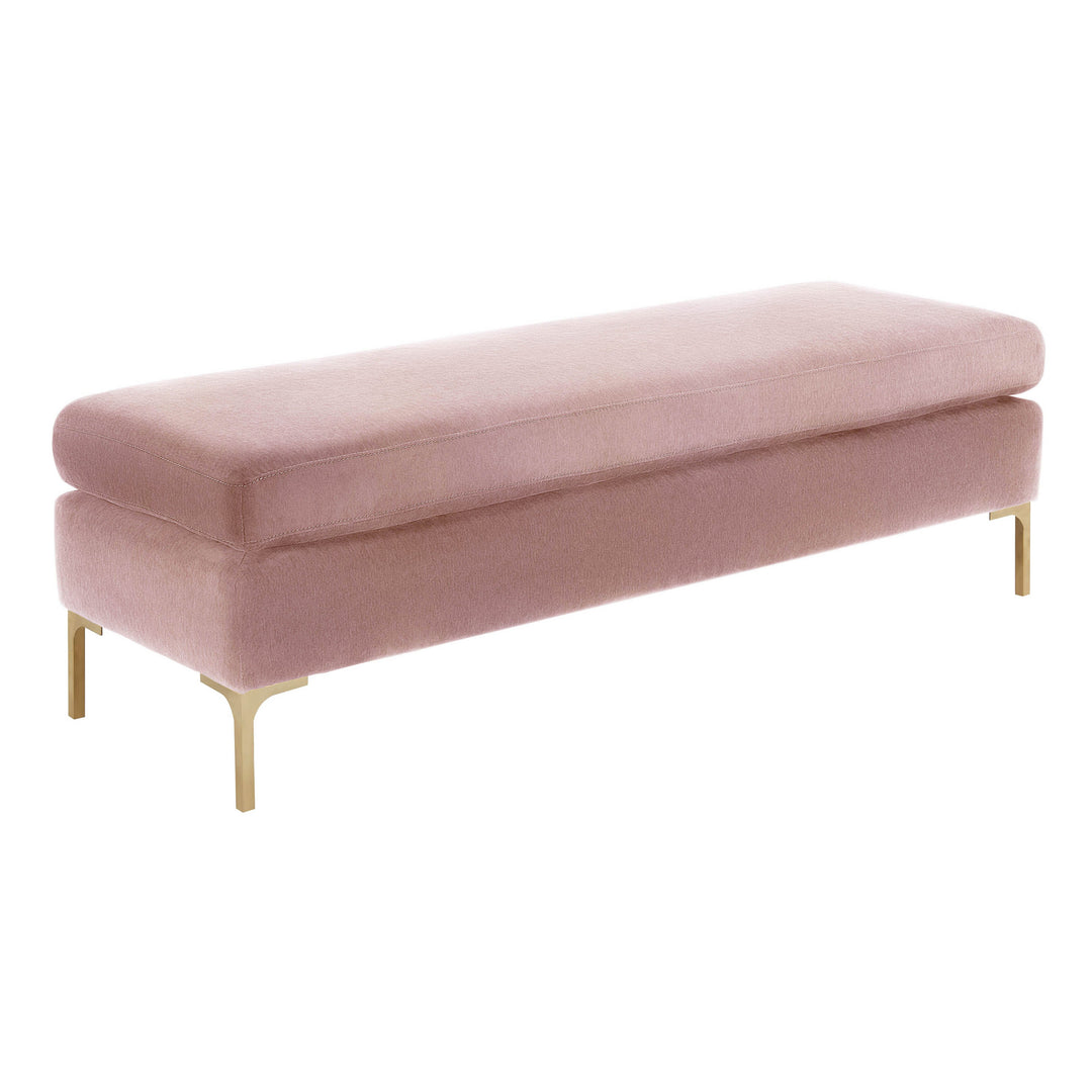 Blossom Crushed Velvet Bench - Blush