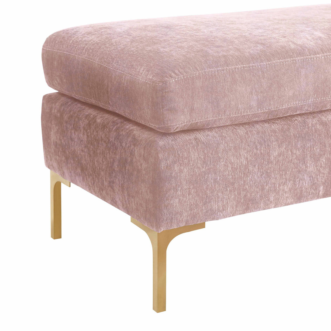 Blossom Crushed Velvet Bench - Blush
