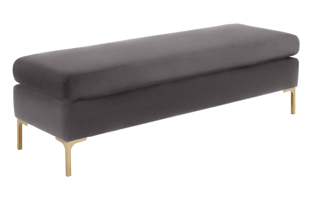 Blossom Crushed Velvet Bench - Grey