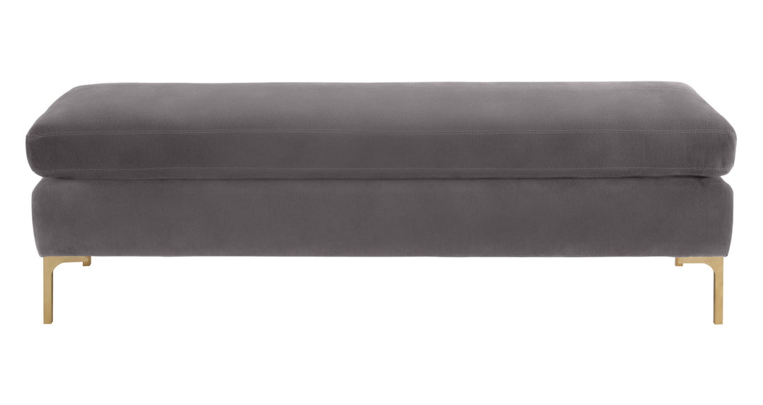Blossom Crushed Velvet Bench - Grey
