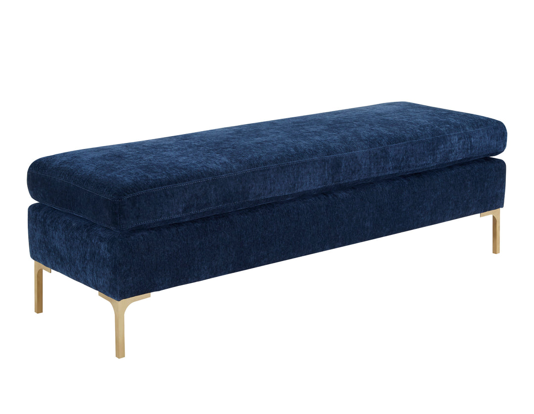 Blossom Crushed Velvet Bench - Navy
