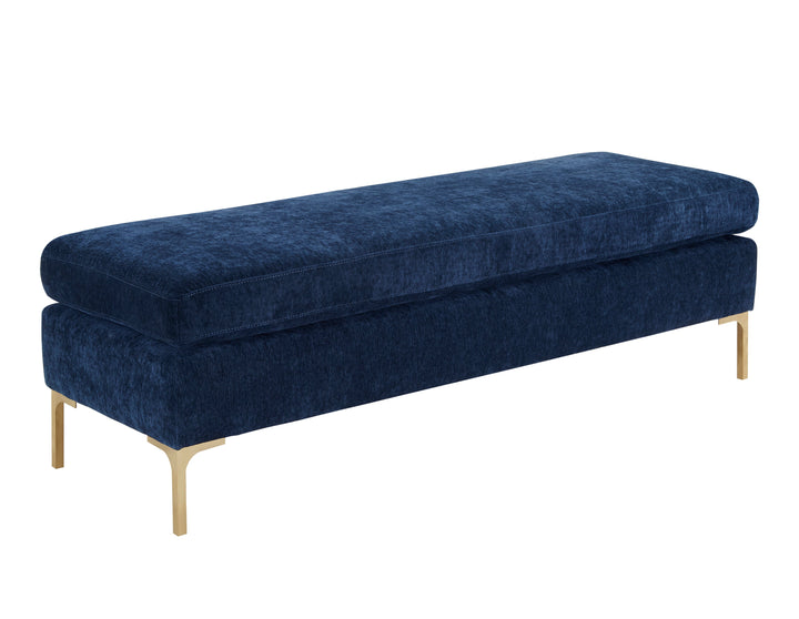 Blossom Crushed Velvet Bench - Navy