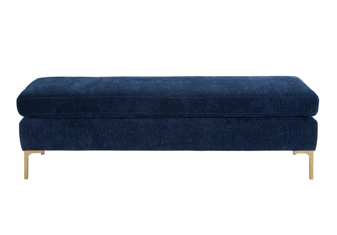 Blossom Crushed Velvet Bench - Navy