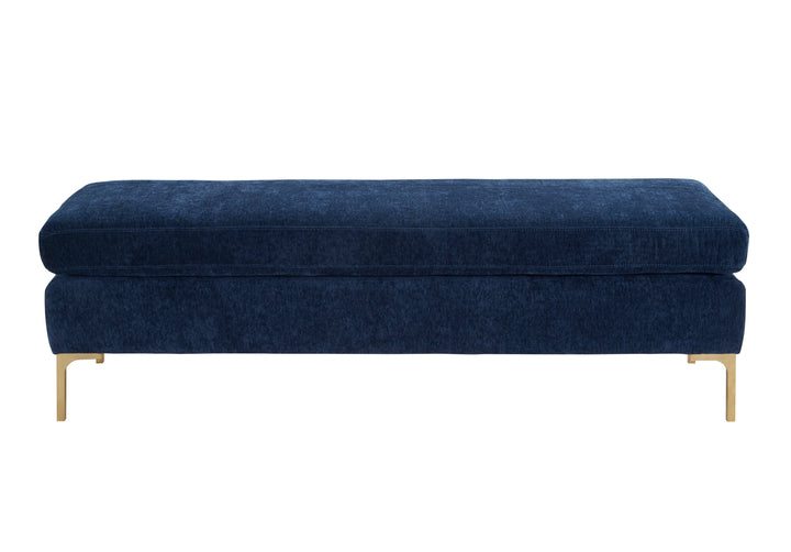 Blossom Crushed Velvet Bench - Navy