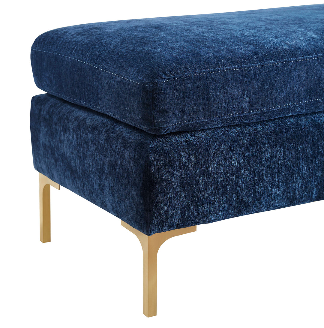 Blossom Crushed Velvet Bench - Navy