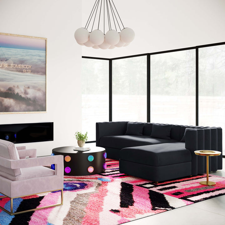 Catherine Charcoal Black Velvet Sectional RAF
