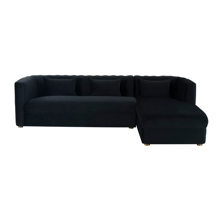 Catherine Charcoal Black Velvet Sectional RAF