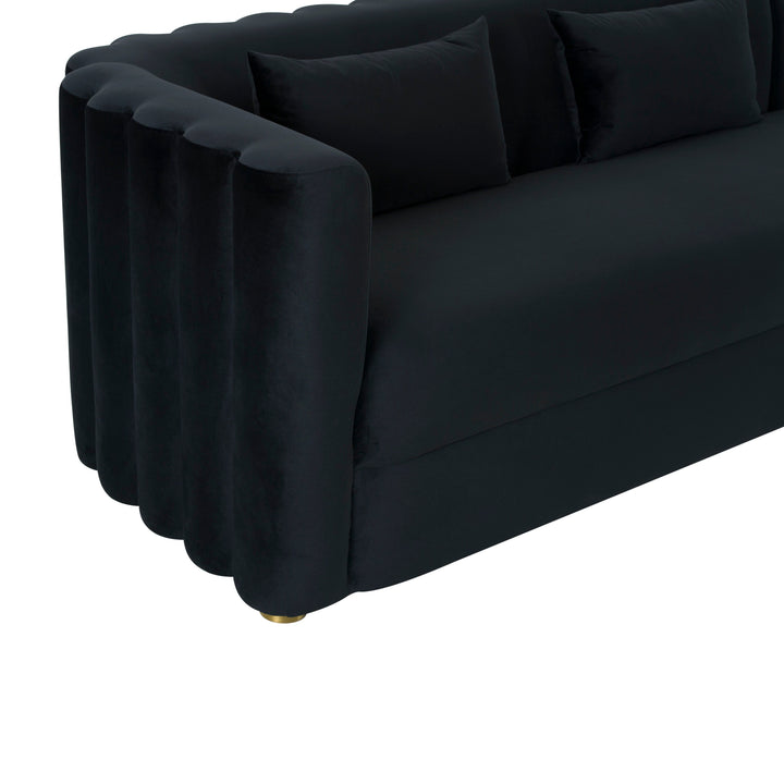 Catherine Charcoal Black Velvet Sectional RAF